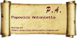 Popovics Antonietta névjegykártya